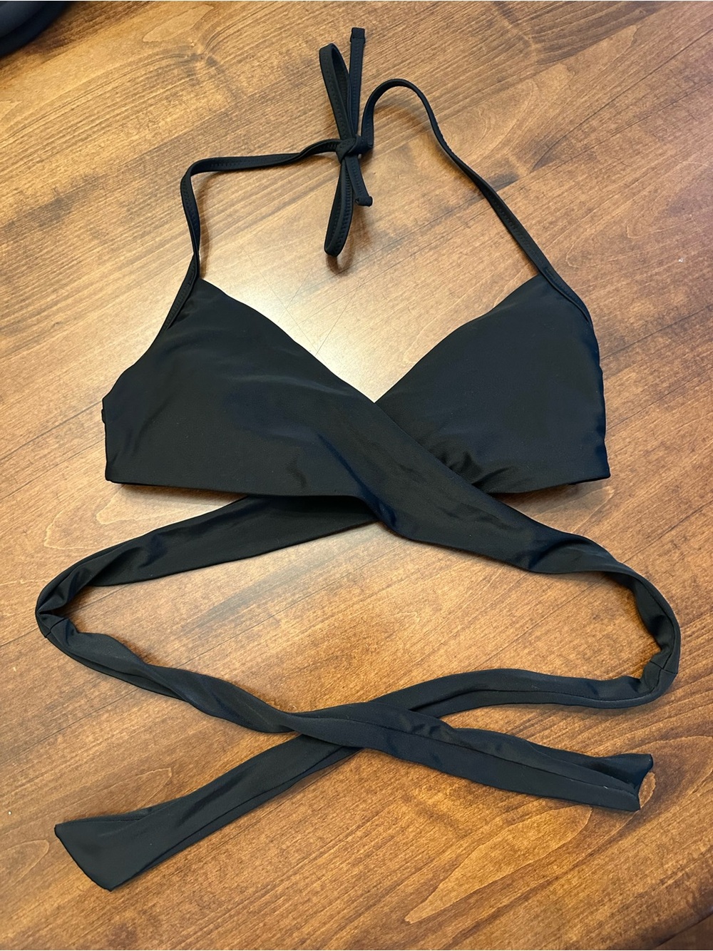 aerie Black Wrap Bikini Top